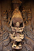 Myanmar - Mandalay, Shwe In Bin Kyaung a wonderful example of the Burmese unique teak architecture and wood-carving art. 